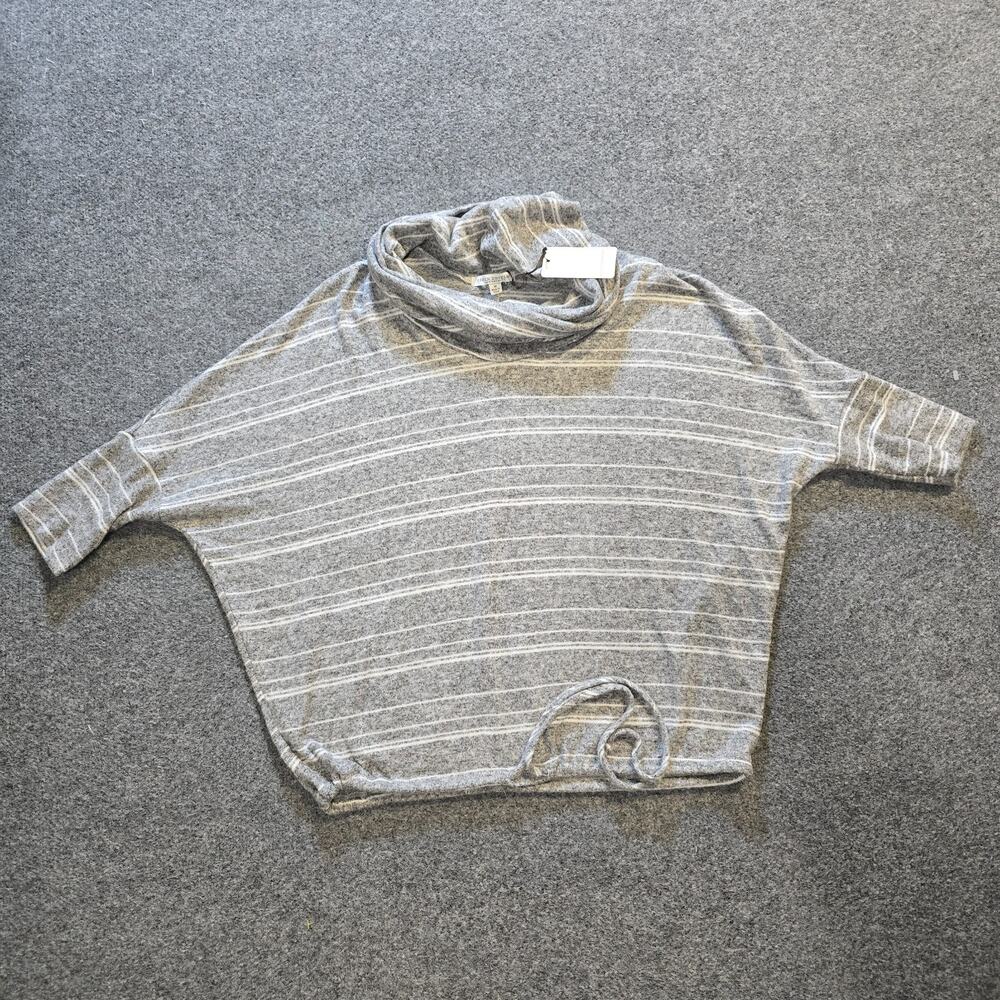Green Envelope Sweater Womens Size Medium Gray Striped Dolman Sleeve Boxy Soft